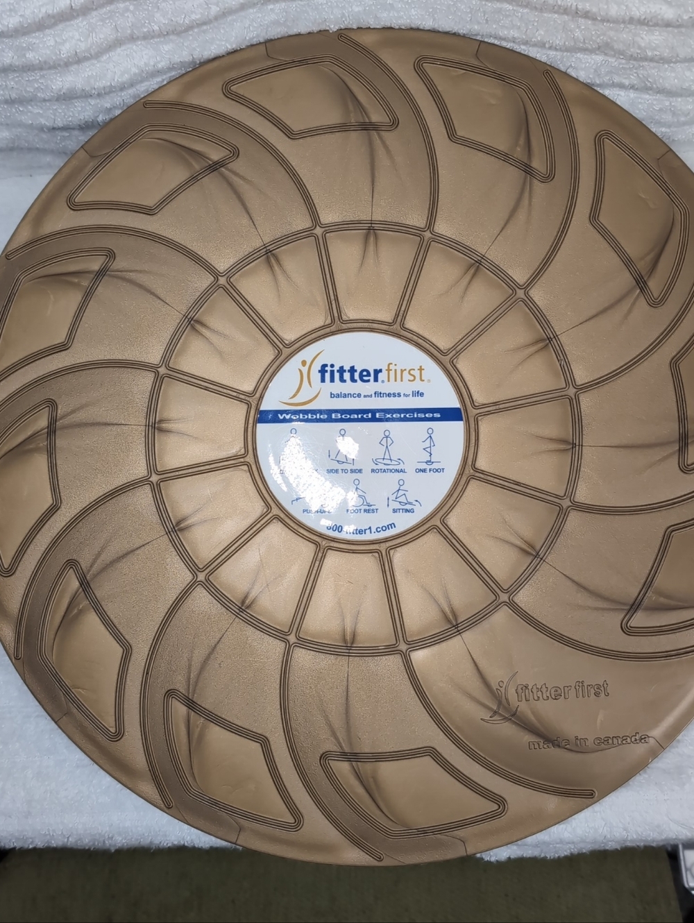 Fitter First Balance Wobble Board 16” Dual Level Design 14 or 17 Degree Gold